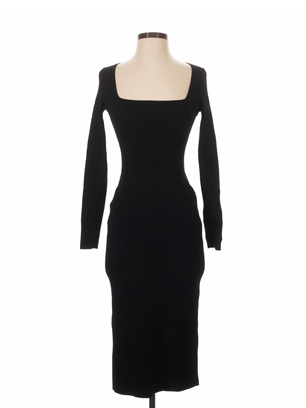 rag & bone Black Long-Sleeve Square-Neck Midi Dress
